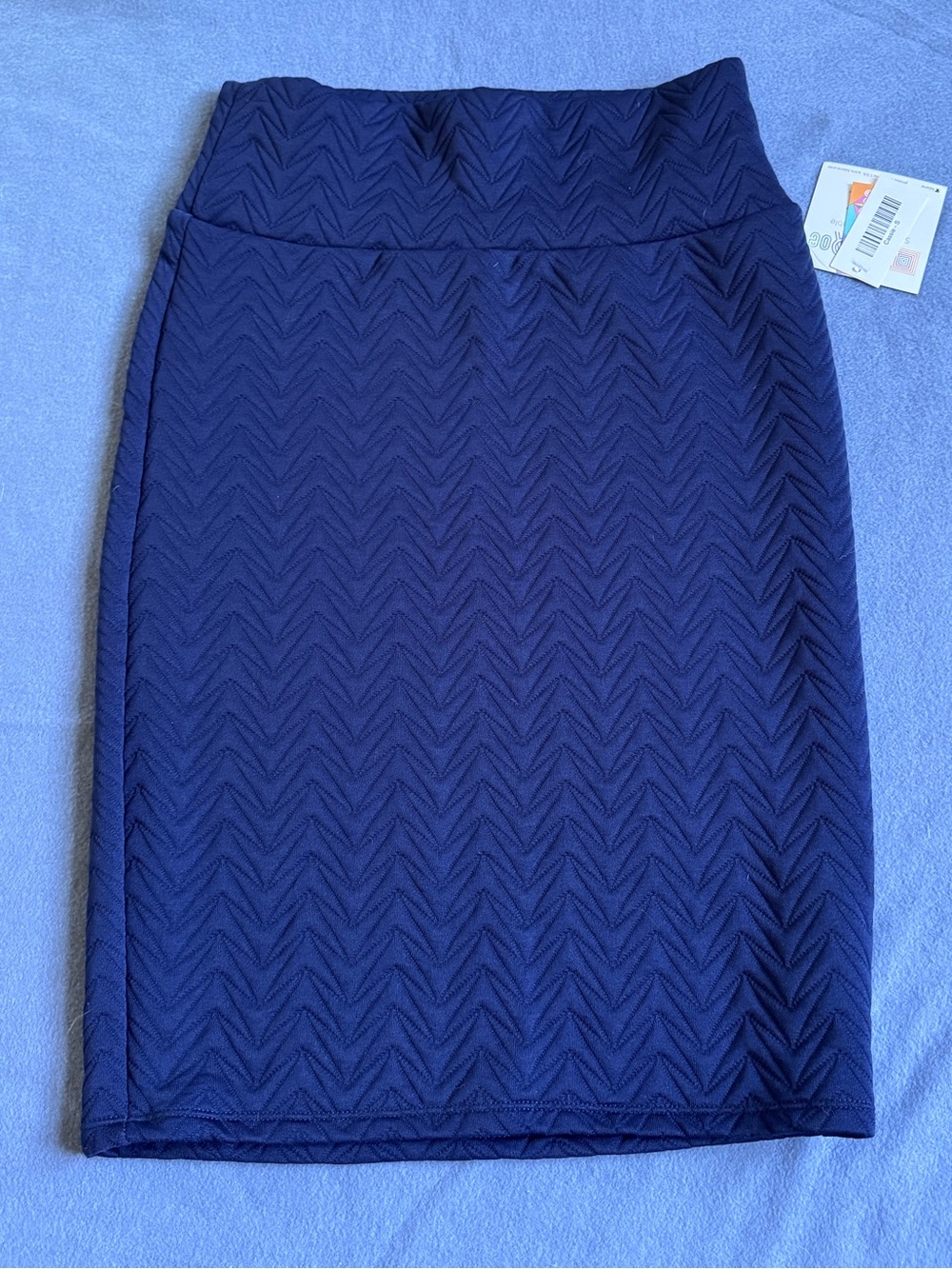 Navy Chevron Pencil Skirt